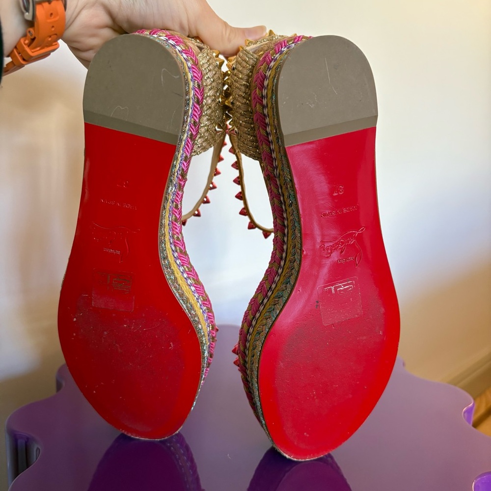 Christian Louboutin Pyraclou 60mm Espadrille Sandal, Authentic, EUC - Picture 3 of 12